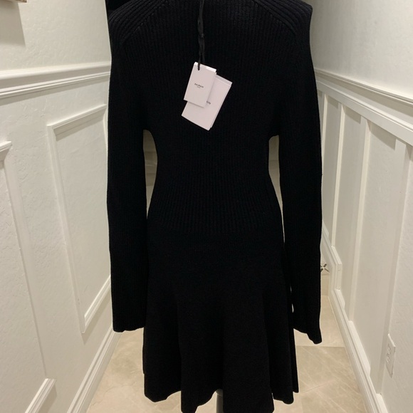 Balmain Plunging Long-Sleeve Rib Knit Mini Dress Size 44 - Picture 16 of 16